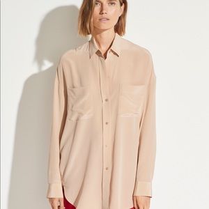 NWT Vince Oversized Button Front Blouse in Limestone
